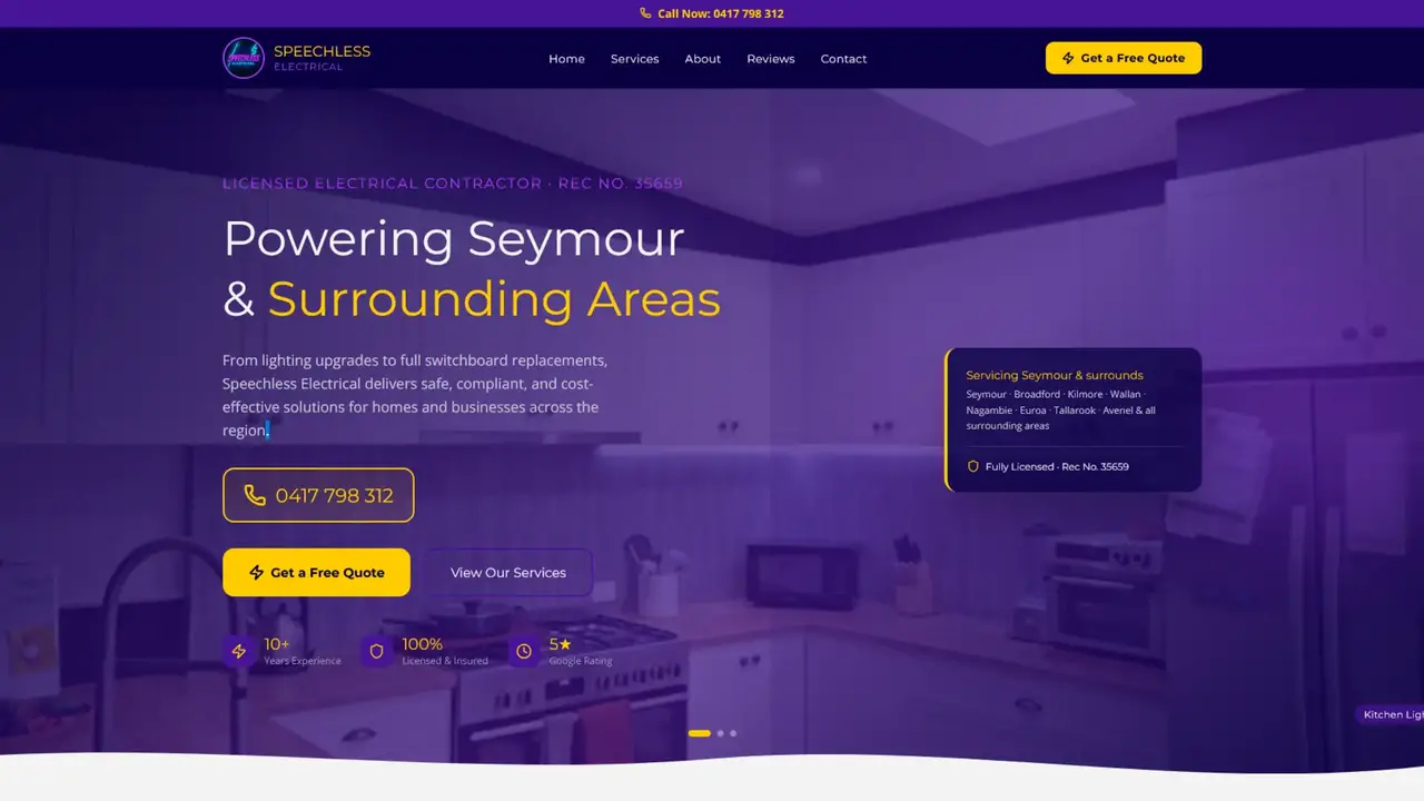 Speechless Electrical website screenshot